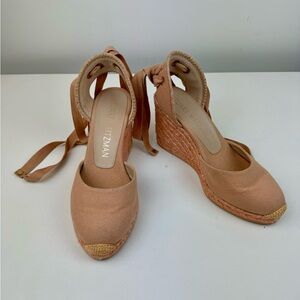 Stuart Weitzman Tan Espadrille Wedges Excellent  Condition 7.5 M